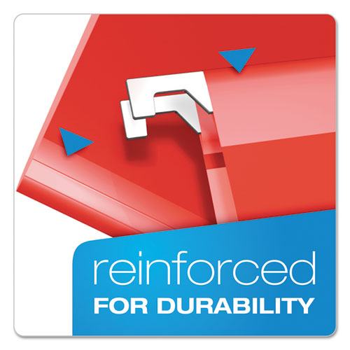 Image of Pendaflex® 04152X2 RED Extra Capacity Reinforced Hanging File Folders with Box Bottom, 2" Capacity, Letter Size, 1/5-Cut Tabs, Red, 25/Box