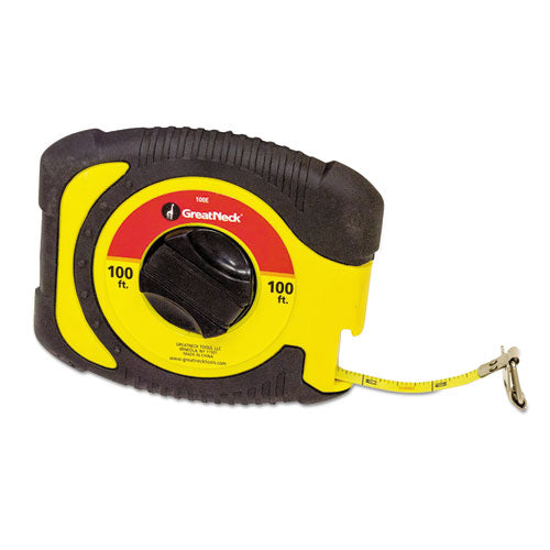 Image of Great Neck® 100E English Rule Measuring Tape, 0.38" x 100 ft, Steel, Yellow