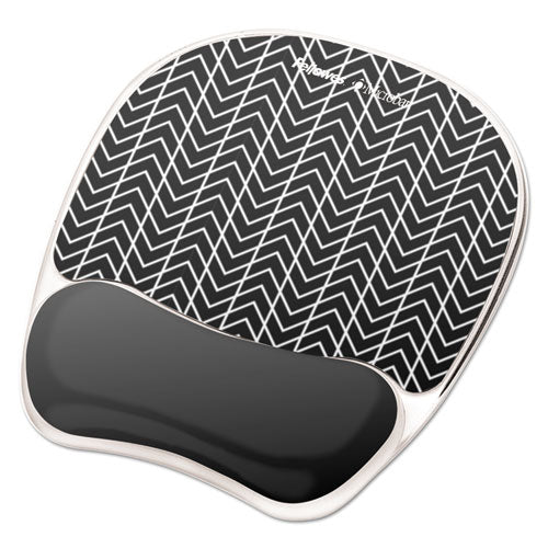 Image of Fellowes® 9549901 Photo Gel Mouse Pad with Wrist Rest with Microban Protection, 7.87 x 9.25, Chevron Design