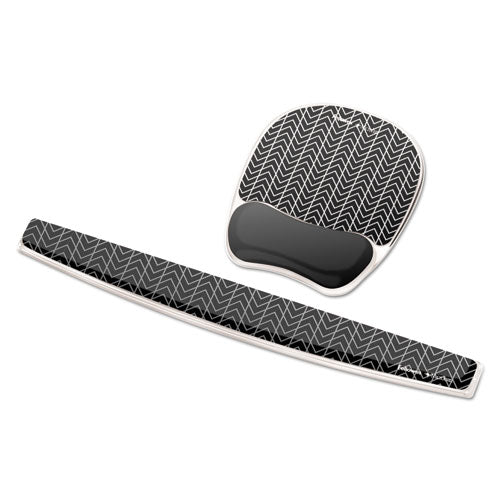 Image of Fellowes® 9549901 Photo Gel Mouse Pad with Wrist Rest with Microban Protection, 7.87 x 9.25, Chevron Design