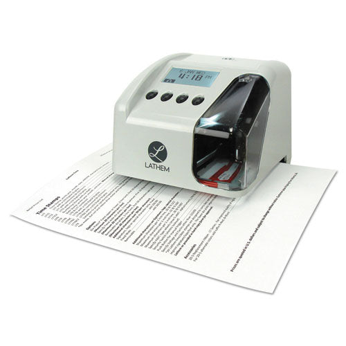 Image of Lathem® Time LT5000 Lt5000 Electronic Time And Date Stamp, Digital Display, Cool Gray
