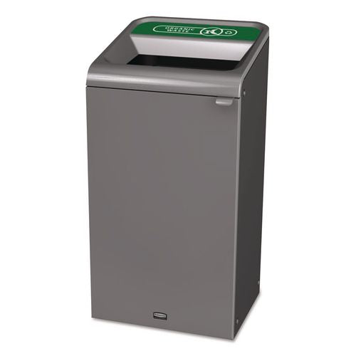 Image of Rubbermaid® Commercial 1961627 Configure Indoor Recycling Waste Receptacle, Organic Waste, 23 gal, Metal, Gray