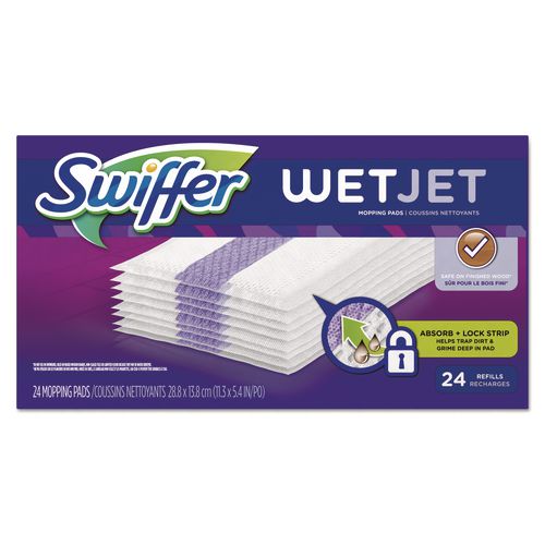 Image of Swiffer® 08443 Wetjet System Refill Cloths, 11.3" X 5.4", White, 24/box
