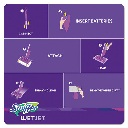 Image of Swiffer® 08443 WetJet System Refill Cloths, 11.3" x 5.4", White, 24/Box, 4/Carton