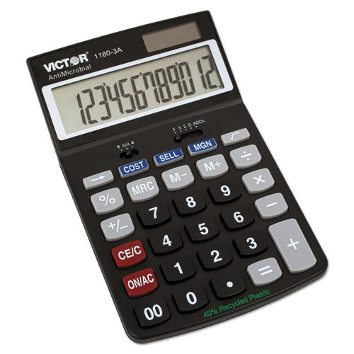 Image of Victor® 11803-A 1180-3a Antimicrobial Desktop Calculator, 12-Digit Lcd
