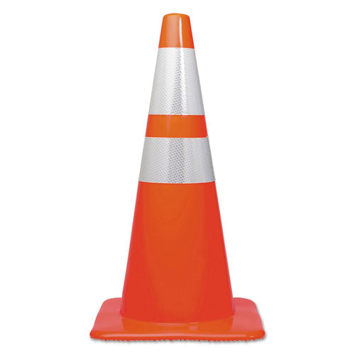Image of Tatco 25900 Traffic Cone, 14 X 14 X 28, Orange/silver