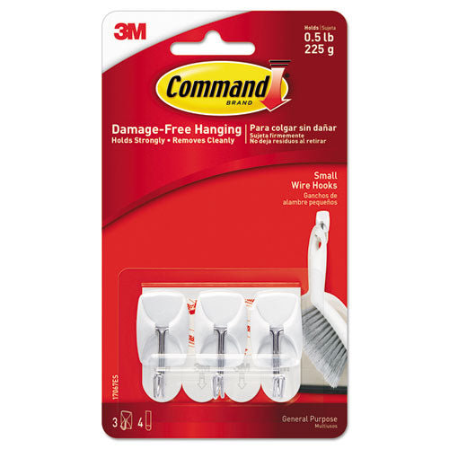 Image of Command 17067ES Small Toggle-Wire Hooks, Metal Wire, Silver, Supports 0.5 lb, 3/Pack