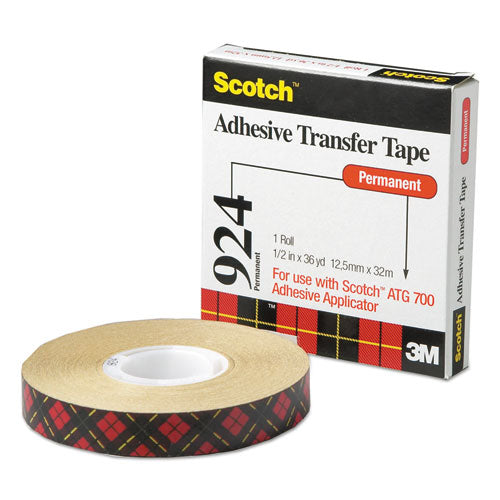 Image of Scotch® 924 ATG Adhesive Transfer Tape, Permanent, Holds Up to 0.5 lb, 0.5" x 36 yd, Clear