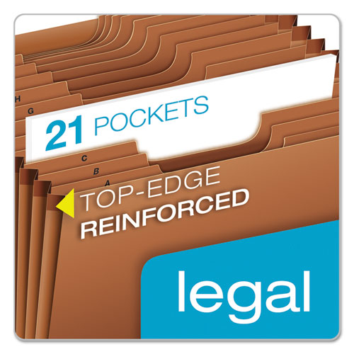 Image of Pendaflex® R219AHD Heavy-Duty Open-Top Expanding Stadium File, 21 Sections, 1/3-Cut Tabs, Legal Size, Redrope