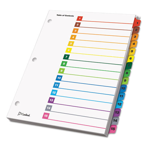 Image of Cardinal® 61518 OneStep Printable Table of Contents and Dividers, 15-Tab, 1 to 15, 11 x 8.5, White, Assorted Tabs, 1 Set