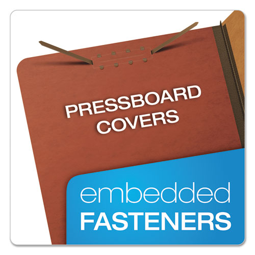 Image of Pendaflex® 2257R Six-Section Pressboard Classification Folders, Expands 2", 2 Dividers, 6 Embedded Fasteners, Legal Size, Red, 10/Box