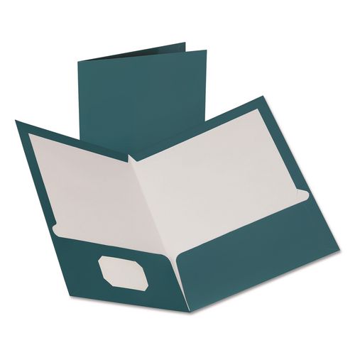 Image of Oxford 5049561 Metallic Laminated Twin Pocket Folders, Accommodates (100) 11 x 8.5 Sheets, Teal, 25/Box
