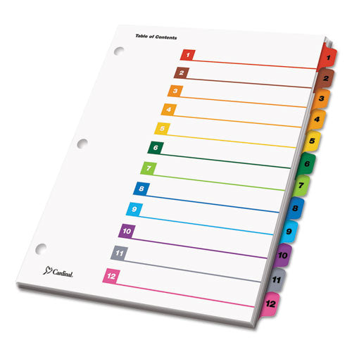 Image of Cardinal® 61218 OneStep Printable Table of Contents and Dividers, 12-Tab, 1 to 12, 11 x 8.5, White, Assorted Tabs, 1 Set