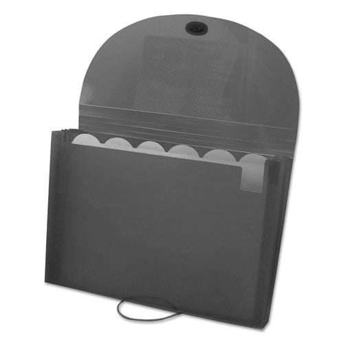 Image of C-Line® 48301 Expanding Files, 1.63" Expansion, 7 Sections, Cord/Hook Closure, 1/6-Cut Tabs, Letter Size, Smoke