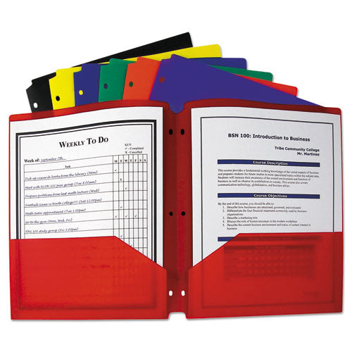 Image of C-Line® 33930 Two-Pocket Heavyweight Poly Portfolio Folder with Three-Hole Punch, Accommodates 11 x 8.5 Sheets, Randomly Assorted Colors