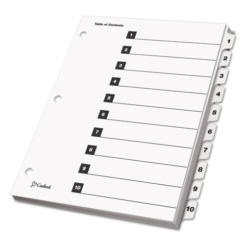 Image of Cardinal® 61013CB OneStep Printable Table of Contents and Dividers, 10-Tab, 1 to 10, 11 x 8.5, White, White Tabs, 1 Set