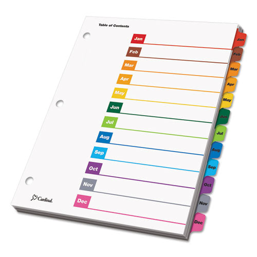 Image of Cardinal® 60318CB OneStep Printable Table of Contents and Dividers, 12-Tab, Jan. to Dec., 11 x 8.5, White, Assorted Tabs, 1 Set
