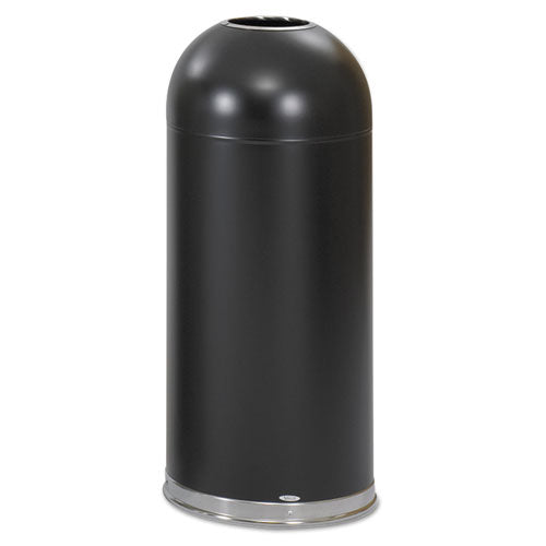 Image of Safco® 9639BL Dome Top Receptacle with Open Top, 15 gal, Steel, Black