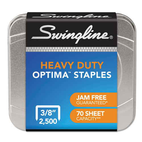 Image of Swingline® S7035550A Optima High-Capacity Staples, 0.38" Leg, 0.5" Crown, Steel, 125/Strip, 20 Strips/Box
