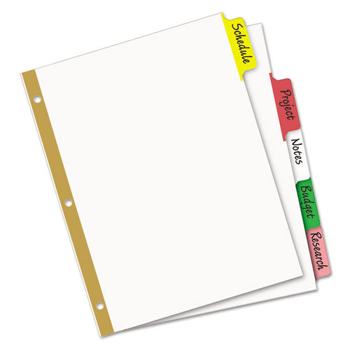 Image of Avery® 23076 Write and Erase Big Tab Paper Dividers, 5-Tab, 11 x 8.5, White, Assorted Tabs, 1 Set