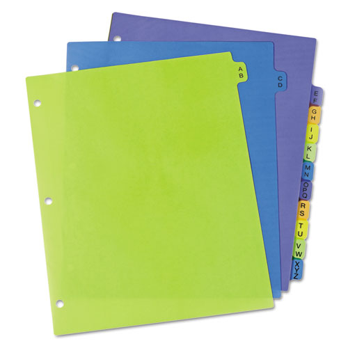 Image of Avery® 11330 Durable Preprinted Plastic Tab Dividers, 12-Tab, A To Z, 11 X 8.5, Assorted, 1 Set