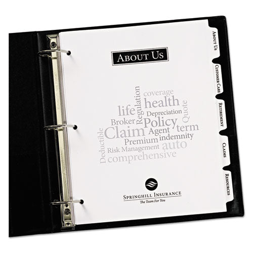 Image of Avery® 11511 Customizable Print-On Dividers, 3-Hole Punched, 5-Tab, 11 x 8.5, White, 1 Set