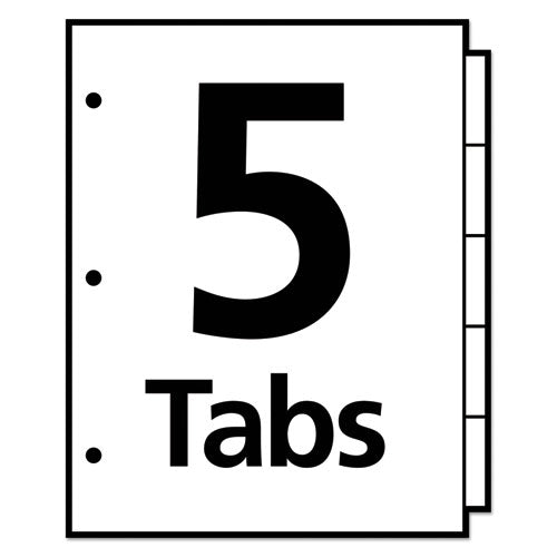 Image of Avery® 23076 Write and Erase Big Tab Paper Dividers, 5-Tab, 11 x 8.5, White, Assorted Tabs, 1 Set