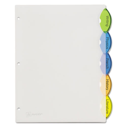Image of Avery® 11200 Insertable Style Edge Tab Plastic Dividers, 5-Tab, 11 X 8.5, Translucent, 1 Set