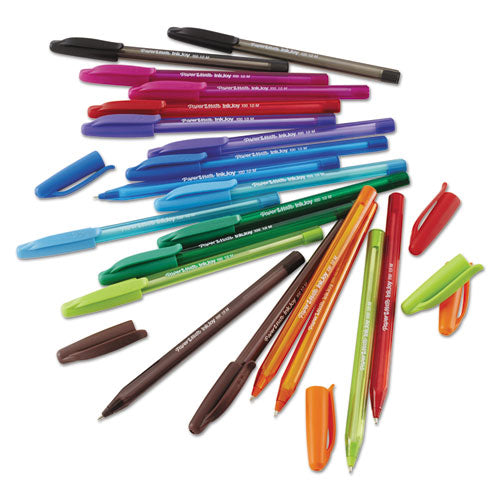Image of Paper Mate® 1951256 InkJoy 100 Ballpoint Pen, Stick, Medium 1 mm, Blue Ink, Translucent Blue Barrel, Dozen