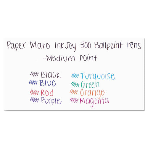 Image of Paper Mate® 1951259 Inkjoy 300 Rt Ballpoint Pen, Retractable, Medium 1 Mm, Blue Ink, Blue Barrel, Dozen