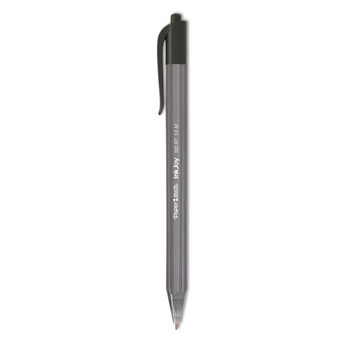 Image of Paper Mate® 1951254 InkJoy 100 RT Ballpoint Pen, Retractable, Medium 1 mm, Black Ink, Smoke/Black Barrel, Dozen