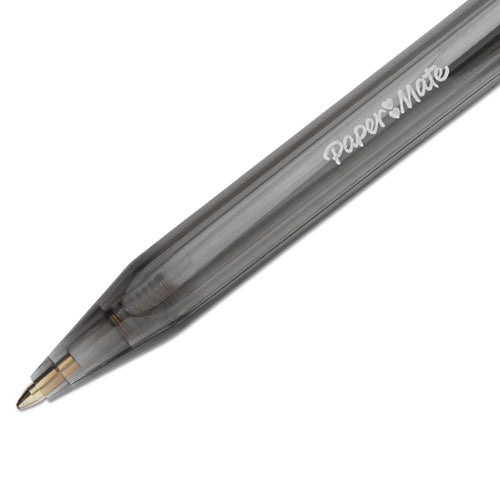 Image of Paper Mate® 1951254 InkJoy 100 RT Ballpoint Pen, Retractable, Medium 1 mm, Black Ink, Smoke/Black Barrel, Dozen