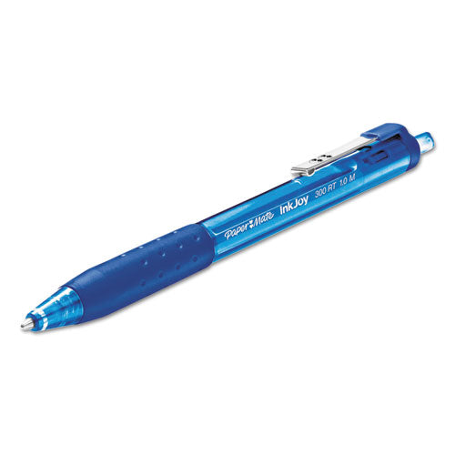 Image of Paper Mate® 1951259 Inkjoy 300 Rt Ballpoint Pen, Retractable, Medium 1 Mm, Blue Ink, Blue Barrel, Dozen