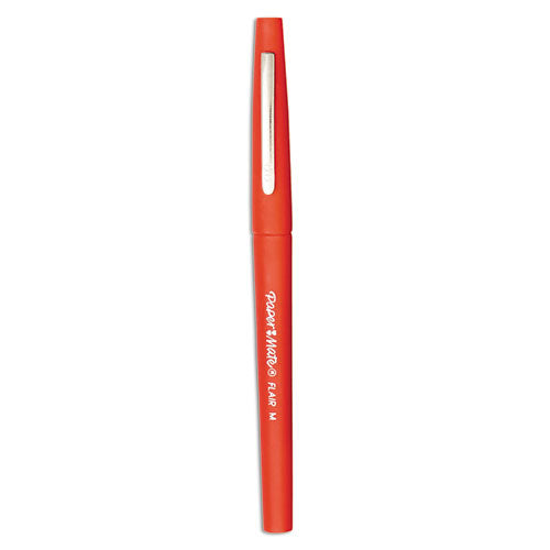 Image of Paper Mate® 1921091 Point Guard Flair Felt Tip Porous Point Pen, Stick, Bold 1.4 Mm, Red Ink, Red Barrel, 36/box