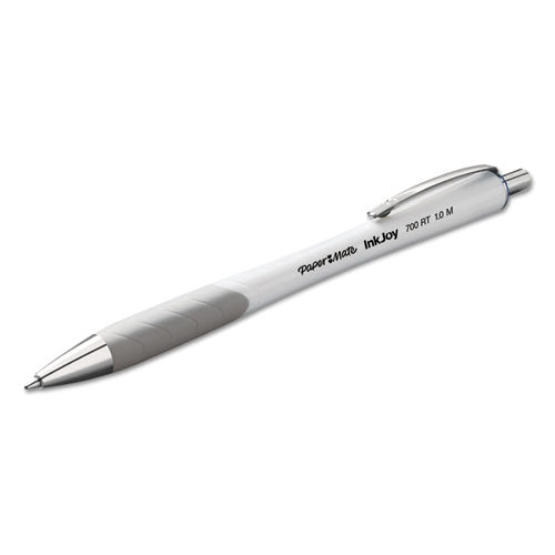 Image of Paper Mate® 1951346 InkJoy 700 RT Ballpoint Pen, Retractable, Medium 1 mm, Blue Ink, White/Gray Barrel, Dozen