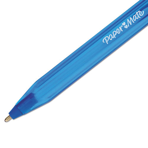 Image of Paper Mate® 1951256 InkJoy 100 Ballpoint Pen, Stick, Medium 1 mm, Blue Ink, Translucent Blue Barrel, Dozen