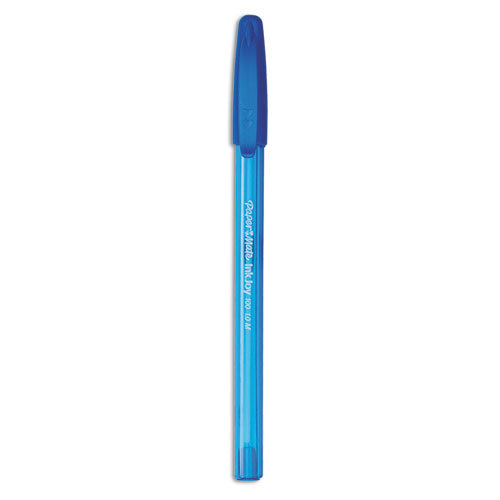Image of Paper Mate® 1951256 InkJoy 100 Ballpoint Pen, Stick, Medium 1 mm, Blue Ink, Translucent Blue Barrel, Dozen