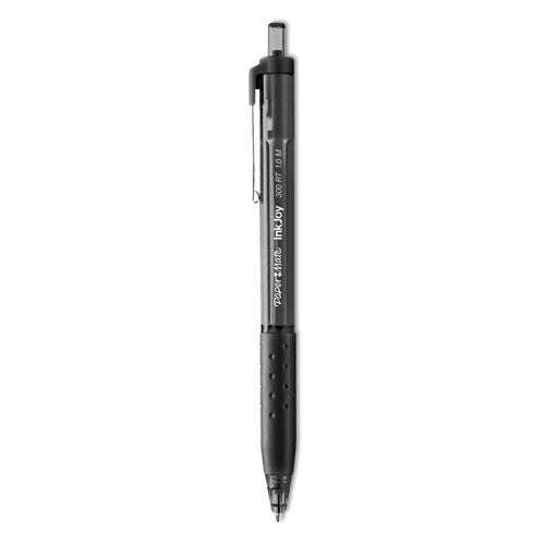 Image of Paper Mate® 1951260 InkJoy 300 RT Ballpoint Pen, Retractable, Medium 1 mm, Black Ink, Black Barrel, Dozen