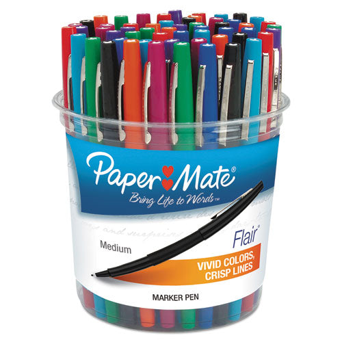 Image of Paper Mate® 4651 Point Guard Flair Felt Tip Porous Point Pen, Stick, Bold 1.4 Mm, Assorted Ink And Barrel Colors, 48/pack