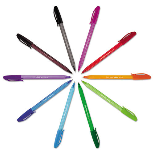 Image of Paper Mate® 1951256 InkJoy 100 Ballpoint Pen, Stick, Medium 1 mm, Blue Ink, Translucent Blue Barrel, Dozen