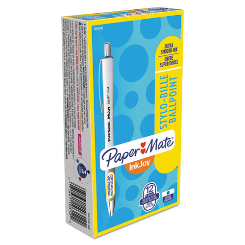 Image of Paper Mate® 1951346 InkJoy 700 RT Ballpoint Pen, Retractable, Medium 1 mm, Blue Ink, White/Gray Barrel, Dozen