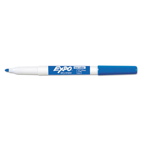Image of EXPO® 86003A Low-Odor Dry-Erase Marker, Fine Bullet Tip, Blue, Dozen