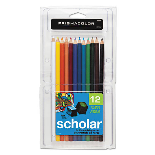Image of Prismacolor® 92804 Scholar Colored Pencil Set, 3 mm, 2B, Assorted Lead and Barrel Colors, Dozen