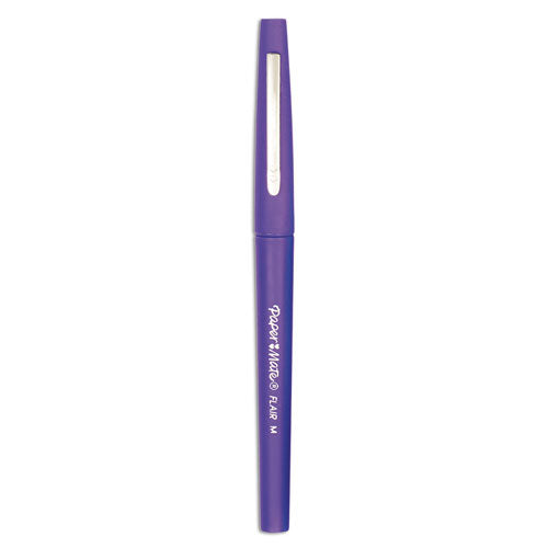 Image of Paper Mate® 8450152 Point Guard Flair Felt Tip Porous Point Pen, Stick, Medium 0.7 Mm, Purple Ink, Purple Barrel, Dozen