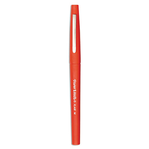 Image of Paper Mate® 8420152 Point Guard Flair Felt Tip Porous Point Pen, Stick, Medium 0.7 Mm, Red Ink, Red Barrel, Dozen