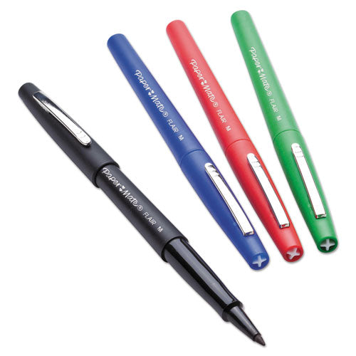 Image of Paper Mate® 8440152 Point Guard Flair Felt Tip Porous Point Pen, Stick, Medium 0.7 Mm, Green Ink, Green Barrel, Dozen