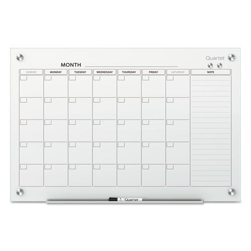 Image of Quartet® GC4836F Infinity Magnetic Glass Calendar Board, Monthly Planning/Scheduling, 48" x 36", White Surface