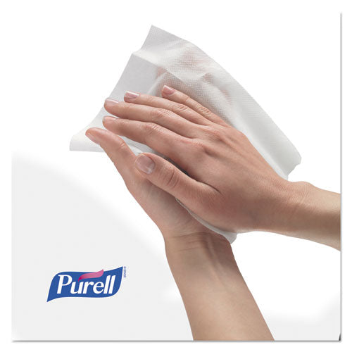 Image of PURELL® 9111-12 Premoistened Hand Sanitizing Wipes, 5.78 x 7, Fresh Citrus, White, 100/Canister, 12 Canisters/Carton