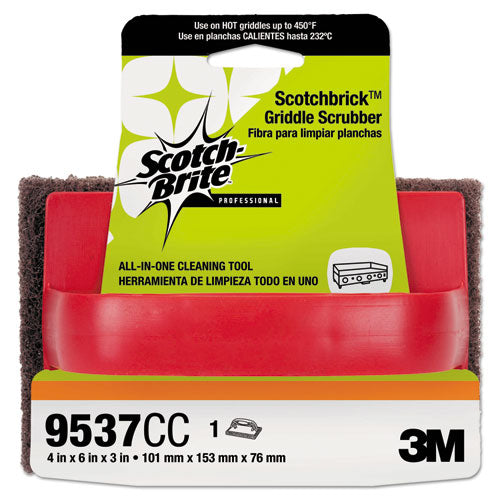 Image of Scotch-Brite PROFESSIONAL 9537 Scotchbrick Griddle Scrubber 9537, 4 x 6, Red/Black, 12/Carton