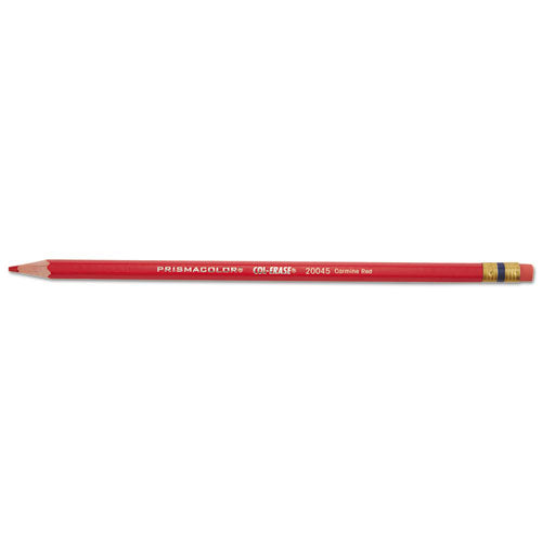Image of Prismacolor® 20045 Col-Erase Pencil with Eraser, 0.7 mm, 2B, Carmine Red Lead, Carmine Red Barrel, Dozen